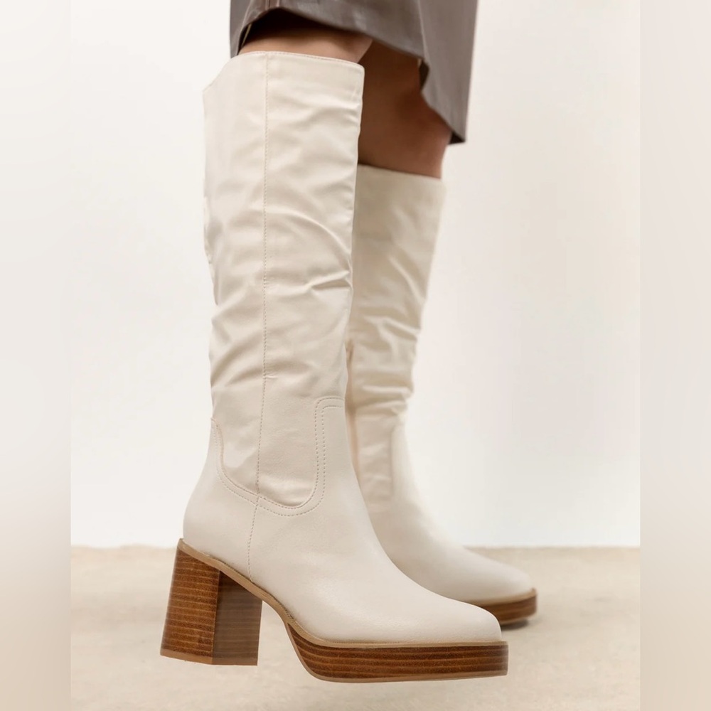 Bohme white platform boots, 8.5